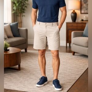 George Men’s Moisture Wicking Commuter Shorts Linen Beige Heather Size 40